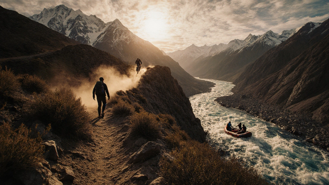 Trekker, biker, and rafters navigating the dramatic peaks and river of Leh‑Ladakh.