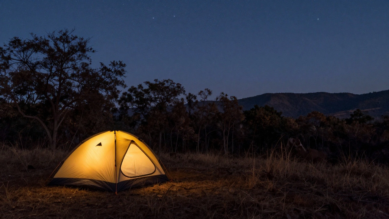 Camping under stars in Satpura Ranges near Melghat Tiger Reserve.